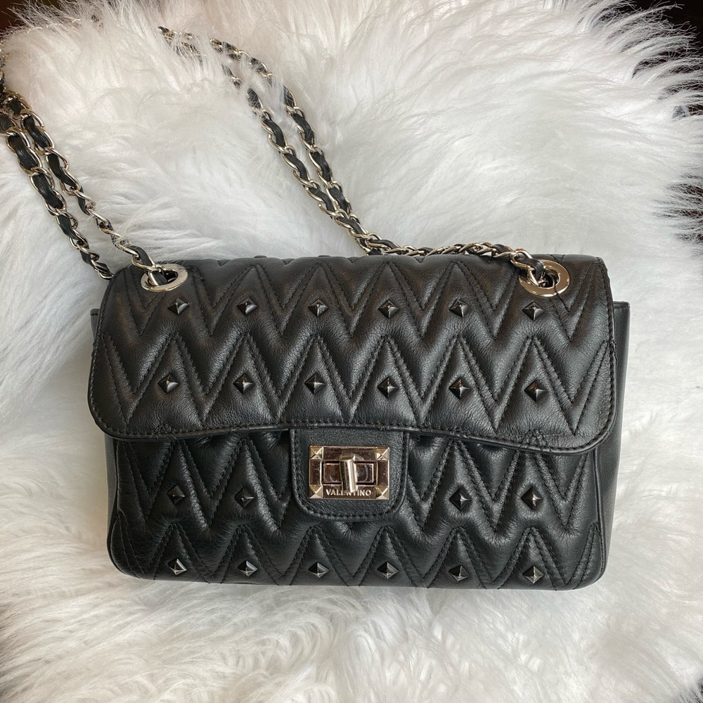 Mario Valentino Black Quilted Shoulder Bag